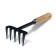 Small straight rakes, 5 teeth, length 31 cm, metal, wooden handle, Greengo