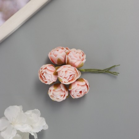 Decor for creativity "peonies" white-orange (1 set = 1 bouquet) in the bouquet 6 pcs 2.5x10.5 cm