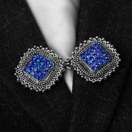 Cardigan clamp "Squares", blue color in black silver