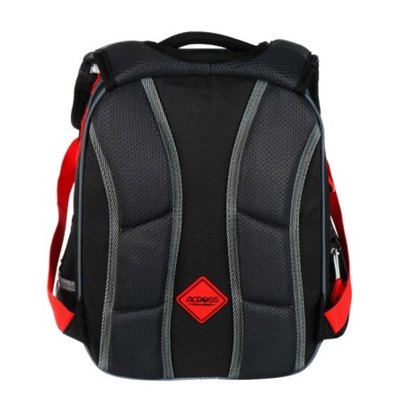 School backpack 37 x 28 x 13cm, ergonomic back, Across 557, black/red-5