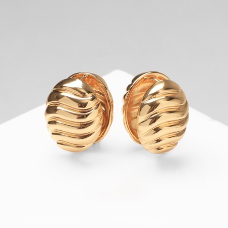 Earrings Metal "Chord" oval, waves, color gold