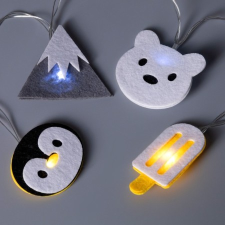 Garland “thread” 1.35 m with nozzles “Eskimo”, IP20, transparent thread, 10 LED, white glow, AAH2