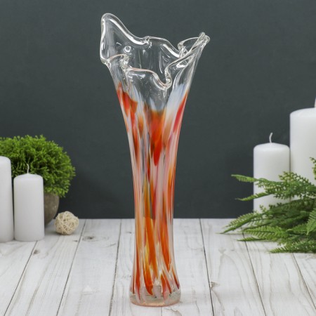 Vase "Wave" 28 cm, red-white