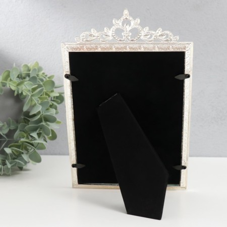 Photo frame metal, glass 13x18 cm "openwork shine" Rhinestones silver 12x20 cm-3