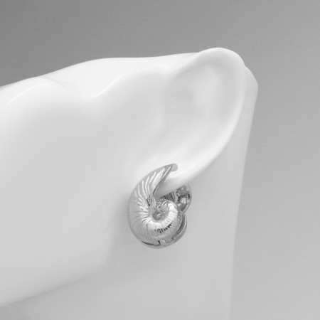 Earrings Metal "Chord" shell, silver color-2
