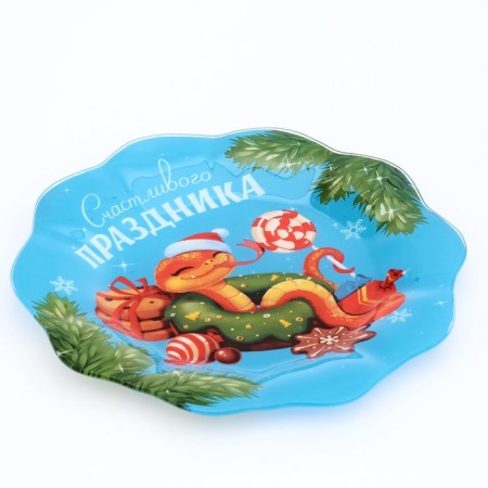 Plate flat glass expensive attention "snake", 23 cm-1