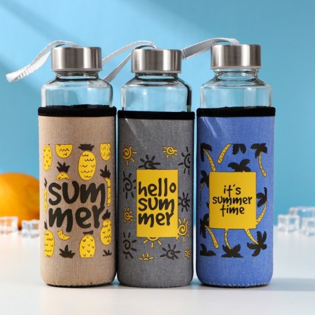 A glass bottle in the Vanilla cover, 400 ml, h = 20 cm, MIX drawing-3