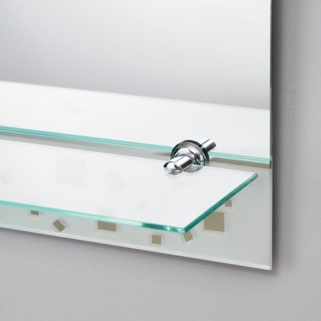 Mirror, wall -mounted, with sandblasting graphics, with a shelf, 70x52 cm-1