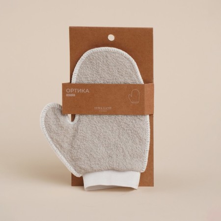 Moocchka - Massage mittens SL Home "Ortika", cotton, 20 × 17 cm, beige color-4