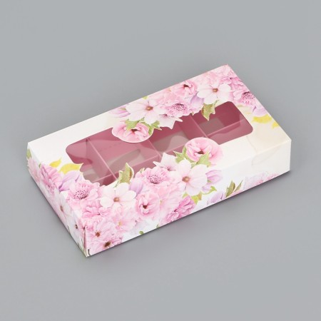 Folding box for 8 sweets "flowers", 9.8 x 17.7 x 3.5 cm. Confectionery packaging-2