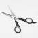 Hairdressers scissors with emphasis, in a case, blade - 7 cm, black/silver color