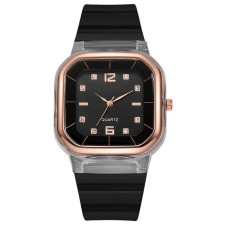 Women's watch, 4.1 x 4.1 cm, silicone strap, black