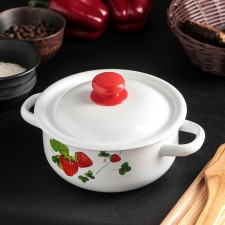 Pan, 1.5 l, enameled cover, induction, mix decor, white color