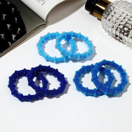 Hair elastic band "Mahrushka" (set 6 pcs) 4 cm, blue blue-1