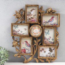 Multi -frame in 7 photos (10x15/6 pcs, 10x10/1 pcs) plastic, col. gold