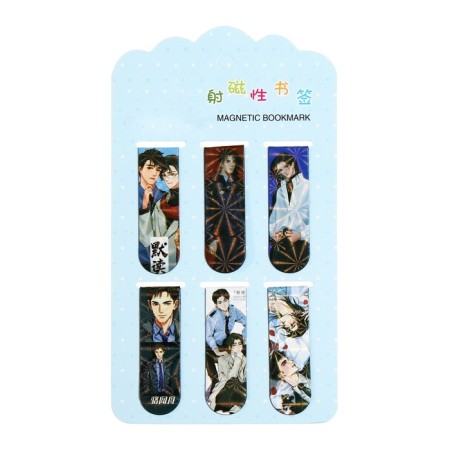 A set of magnetic bookmark for books Calligrata 6 pieces, "anime", mix-7