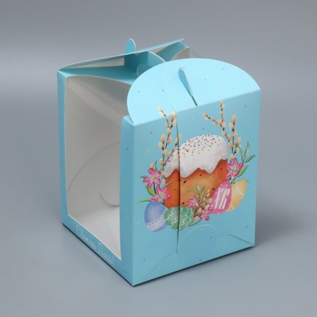 Box for small cake, confectionery packaging, Easter, 15 x 15 x 18 cm-3