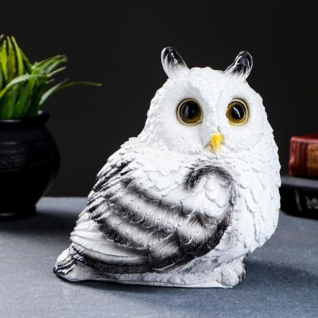 Piggy bank "Low owl" White, 16x18cm-4