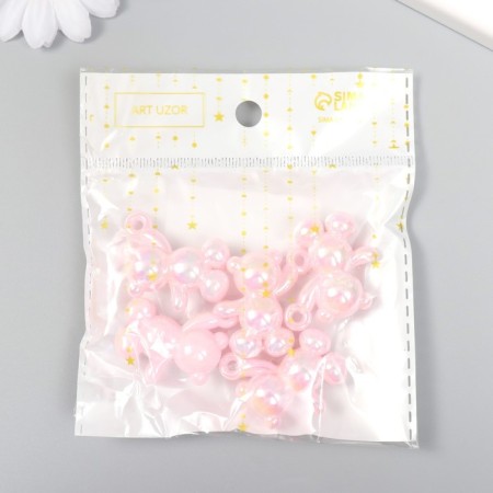 Decor for creativity Plastic "Pension Bear with a loop" White-pink 3x1.4x3.1 cm-3