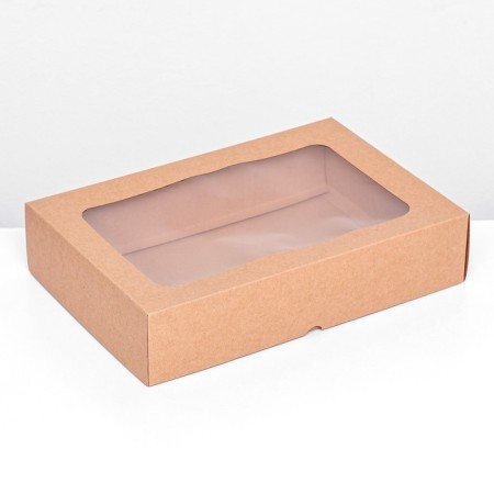 The box is folding, the lid is, with a window, craft, 30 x 20 x 6.5 cm,