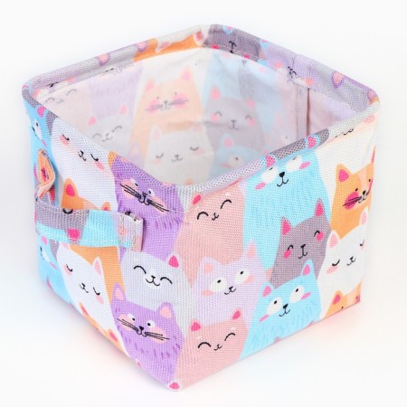 Organizer for storage, coffee for linen, waterproof “cats”, 14.5 x 13.7 x 14 cm.-2