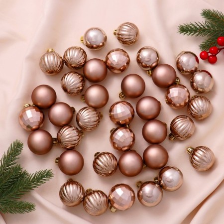 Set of balls plastic D-4 cm, 36 pcs "disco assorted" brown