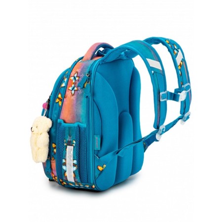 School backpack, 3 parts with lightning, blue color 29x16x34cm-2