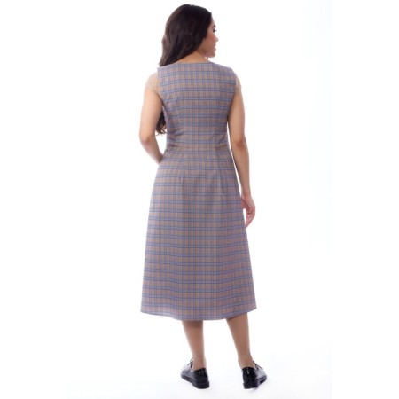 Sarafan female, size 46, gray, blue color-4