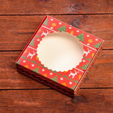 Gift box team with the window "New Year ornament", 11.5 x 11.5 x 3 cm-3
