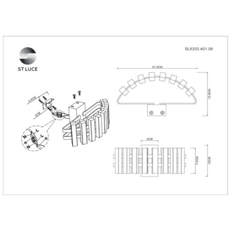 Sconces st. SL6203.401.06. Estense. 1x6 W, LED, 3000K, 480 LM, 21.5x12 cm, black color-5