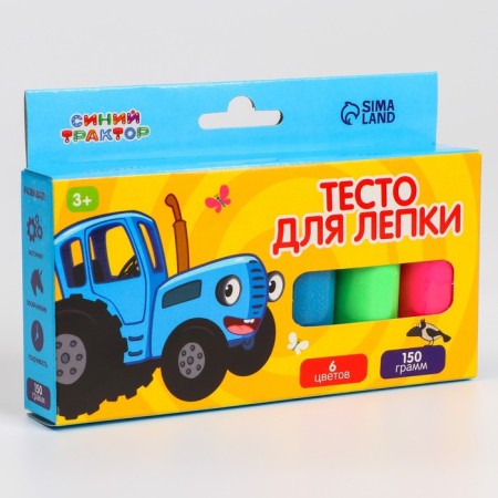Modeling dough, 6 colors of 25 g, blue tractor