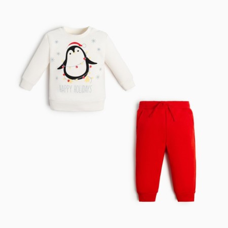 Set: jumper and pants crumb I am "New Year's animals", height 62-68 cm, red/white color