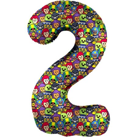 Foil ball 34 "Number 2" Brawl Stars, 1 pc.