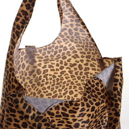 Household bag on the button, folding, beige color-2