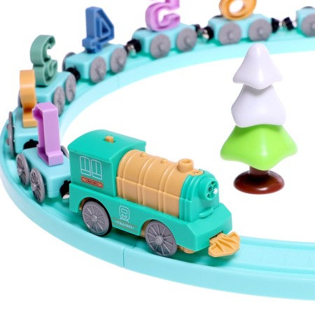 Railway "Number Train", children's, magnetic connection, works from batteries-1