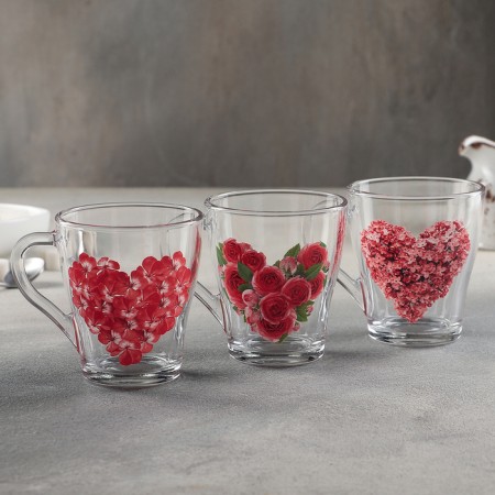 Glass mug "Flower Heart", 250 ml, MIX drawing-2