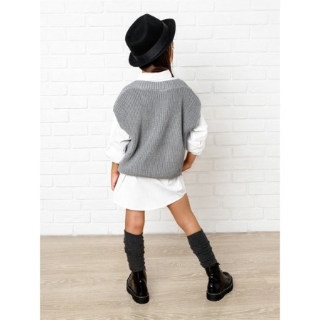 Vest for girl Knit, height 140 cm, gray color-9