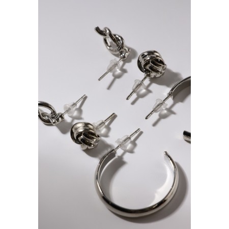 Earrings set 3 pairs of "tenderness" knot, color silver, d = 2-10
