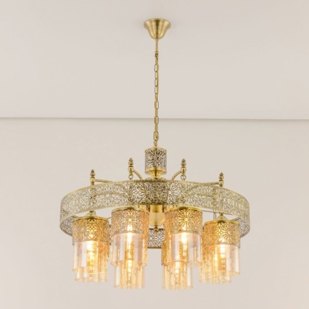 Suspended chandelier Citilux "emir" CL467183, 69x69x54 cm, 8x75W, E27, brown color-2