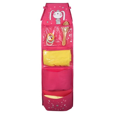 Pockets in the kindergarten "Bunny", for a children's cabinet, 83x24 cm, fuchsia