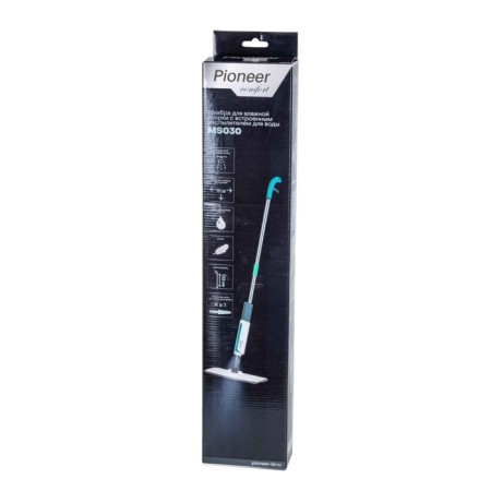 Pioneer ms030 mop for washing the floor, with a spray, 230 ml, 122 cm, white-turquoise color-7