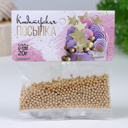 Confectionery decor "The best day", 2 mm, gold, 20 g-1