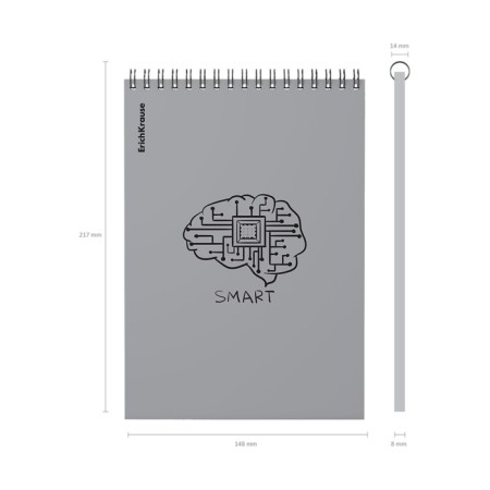 Notepad for spirals A5, 80 sheets, cage, Erichkrause "Life Style", plastic cover silk -screen cover, OFSET BELICT 100%, silver-3