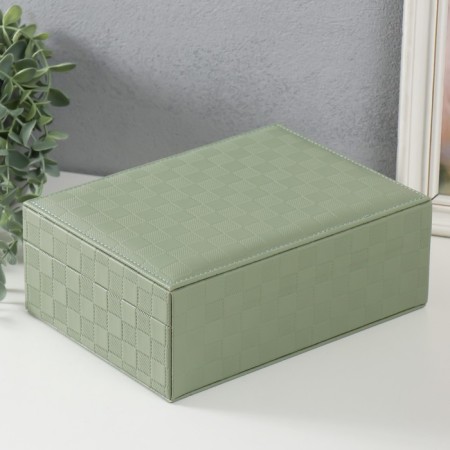 Casket to the leatherette for jewelry "Case. Chess" Green 17.5x24x9 cm-4