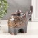 Ceramics candlestick for 1 candle "Elephant. Ethnic patterns" brown 7x11.5x10.5 cm