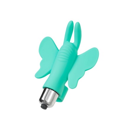 Vibro-tank-button on the finger Eromantica Butterfly, 10 cm, silicone, mint-5