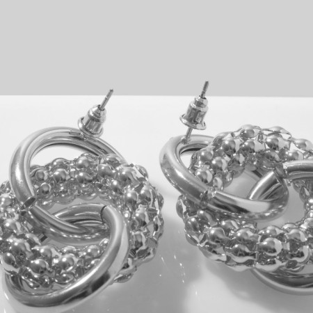 Metal Earrings "Congo-Crinker", Silver Color-2