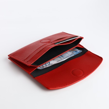 Women's wallet on magnet, red color-3