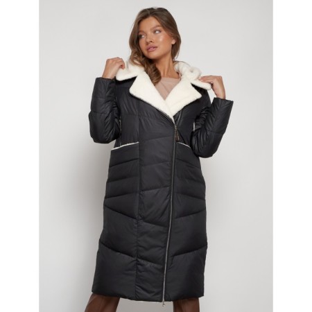 Coat insulated winter female, size 48, black color-5