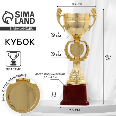 Cup 081, award figure, gold, plastic stand, 24.7 x 9.7 x 7.5 cm.